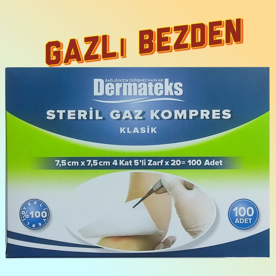 Dermateks Steril Spanç Gaz Kompres 7,5x7,5 cm 100'lü