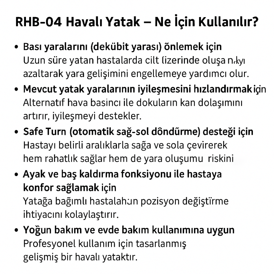 Respirox Pozisyon Veren Boru Tipi Havalı Yatak Rhp-04