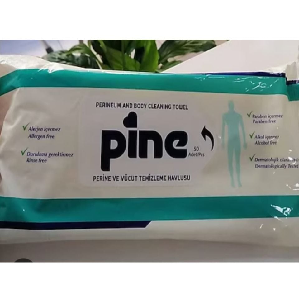 Pine Alkolsüz Hasta Perine Ve Vücut Temizleme Havlusu (50 li paket))
