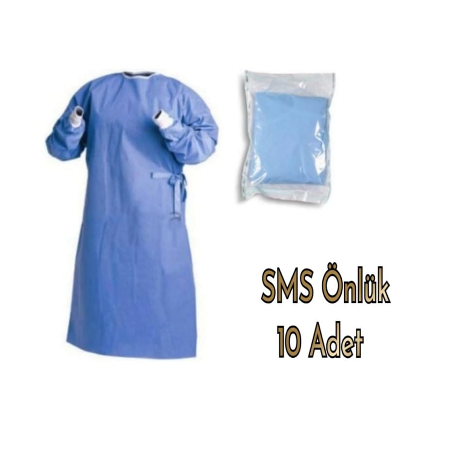 Steril Sms Önlük 40 gr Mavi Uzunkol BOX