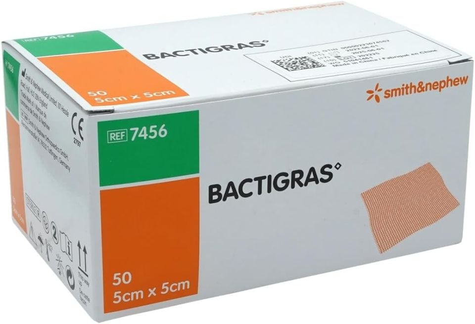 Bactigras 5cm x 5cm Antiseptik Parafinli Pansuman Örtüsü (50-Adet)