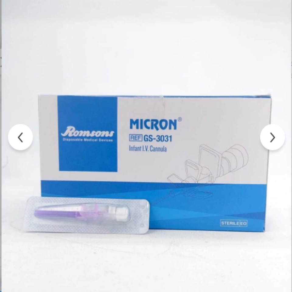 Romsons Micron Mor Portlu Branül - İntraket - I.V Kanül 26G 100'lü Kutu