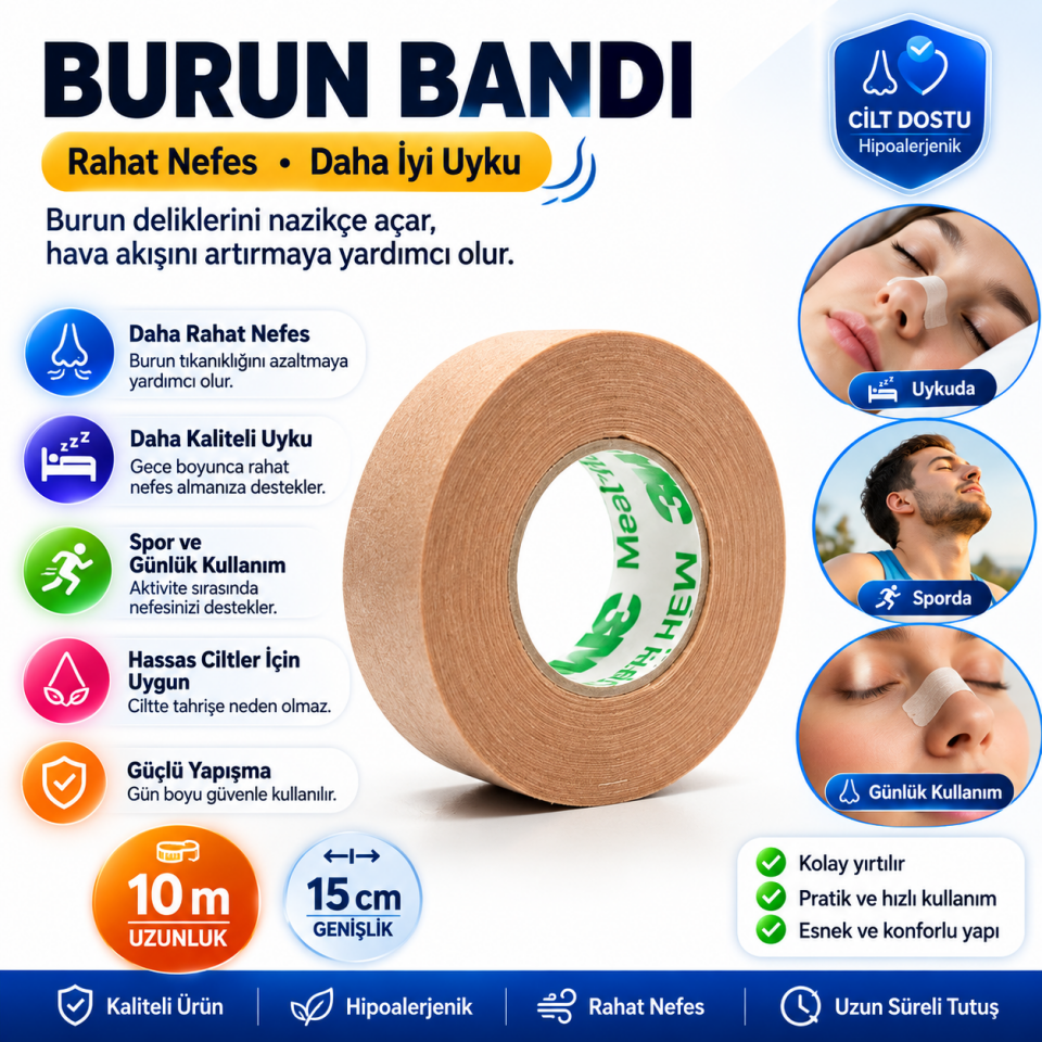 3M Estetik Burun Bandı Hipoalerjenik 1,25CM X 9,1CM