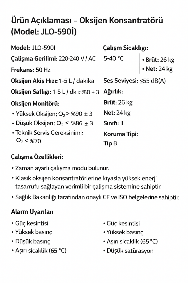 Respirox JLO-590i 5 Litre Oksijen Konsantratörü