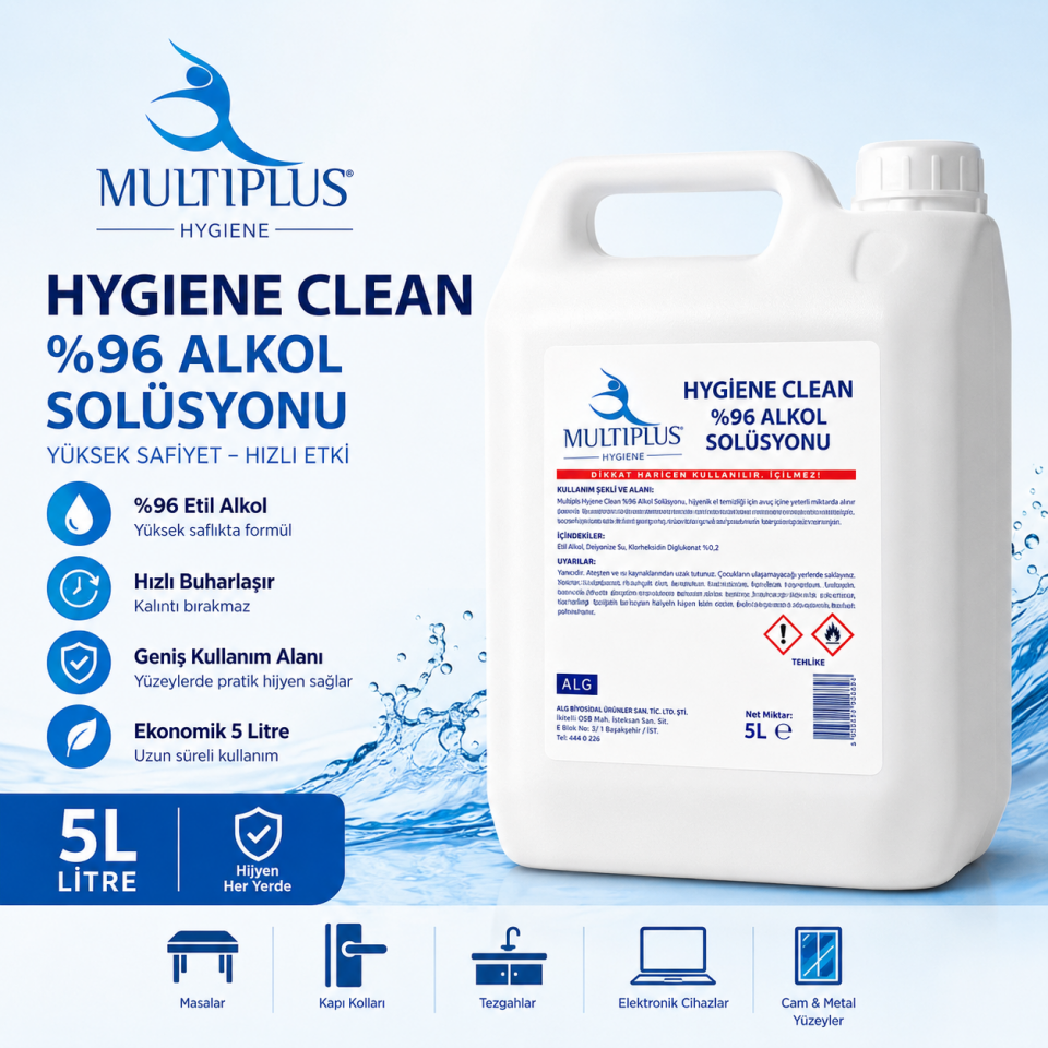 Alkol Solüsyonu 5 Lt MULTİPLUS HYGIENE CLEAN %96