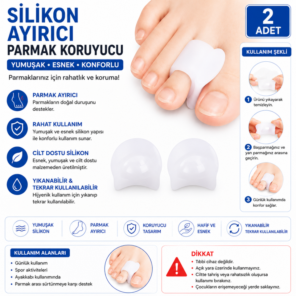 Delikli Silikon Parmak Ayırıcı