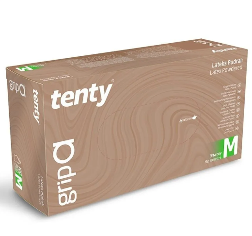 Tenty Grip Latex Pudralı M Beden Eldiven (500-ADET)