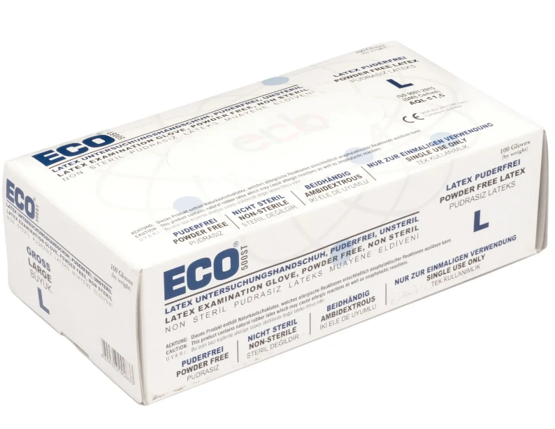 ECO Pudrasız Lateks Muayene Eldiveni Large (L) 5 Adet