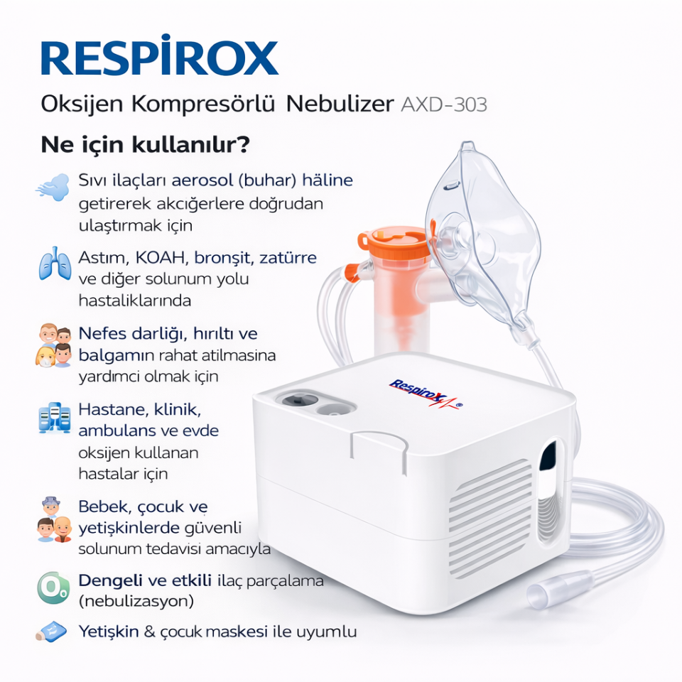 RESPİROX KOMPRESÖRLÜ NEBULİZATÖR AXD-303