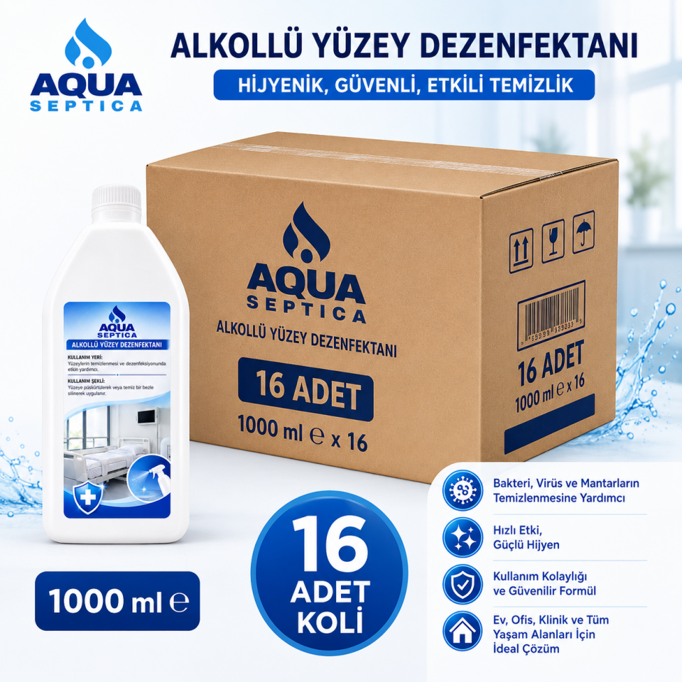 Aqua Septica Alkollü Yüzey Dezenfektanı 1000 ml 16 Adet