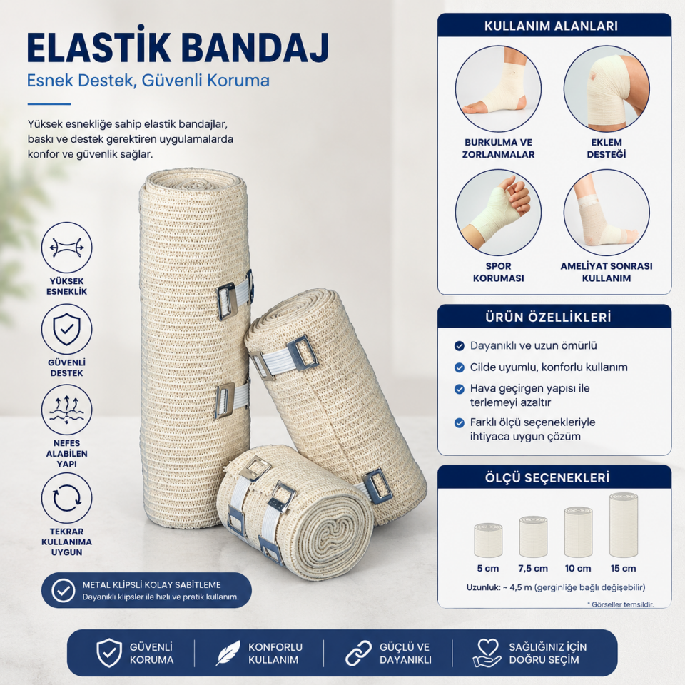 Elastik Bandaj 15 cm x 1,5 m Esnek Sargı Bezi