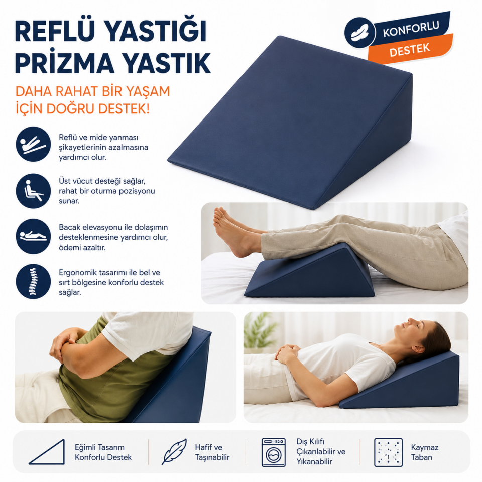 Reflü Yastığı Prizma Yastık(20X45X60 cm)