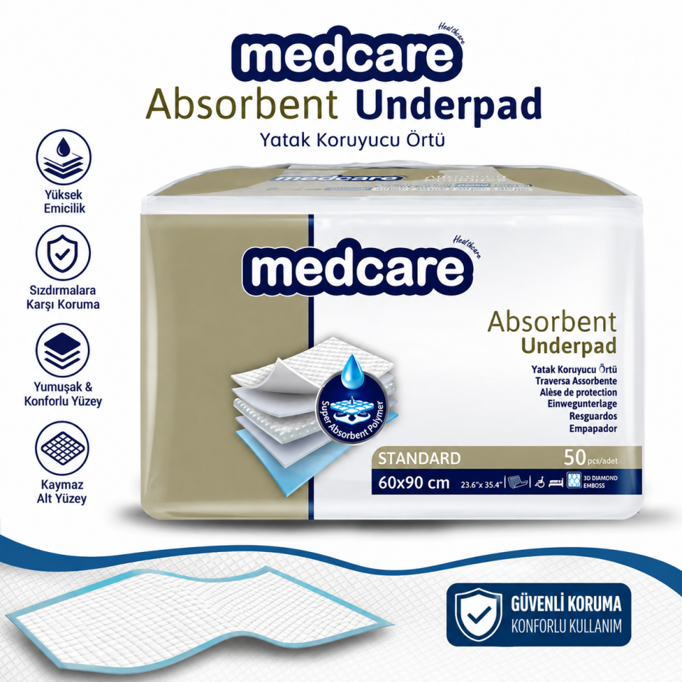 Medcare 60x90 cm Yatak Koruyucu Örtü 50'Li Paket