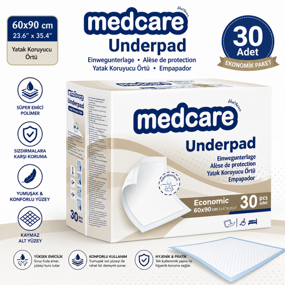 Medcare 60x90 cm Yatak Koruyucu Örtü 30 Adet
