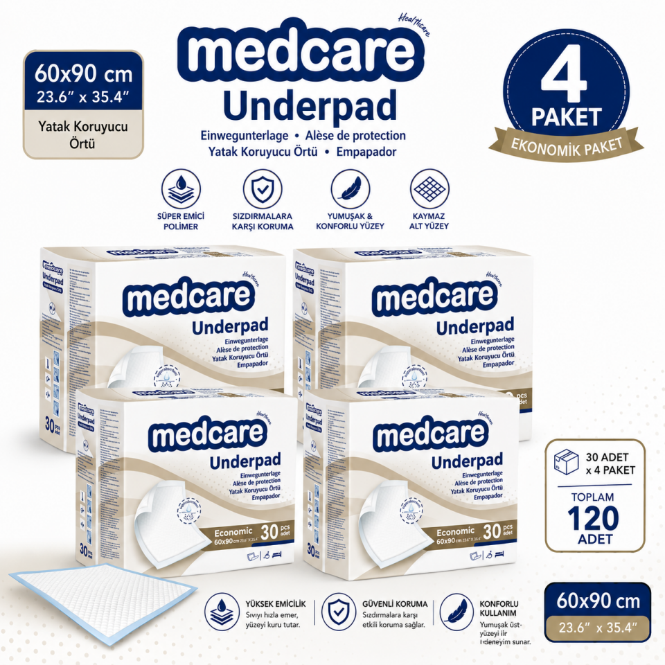 Medcare 60x90 cm Yatak Koruyucu Örtü 30 Adet