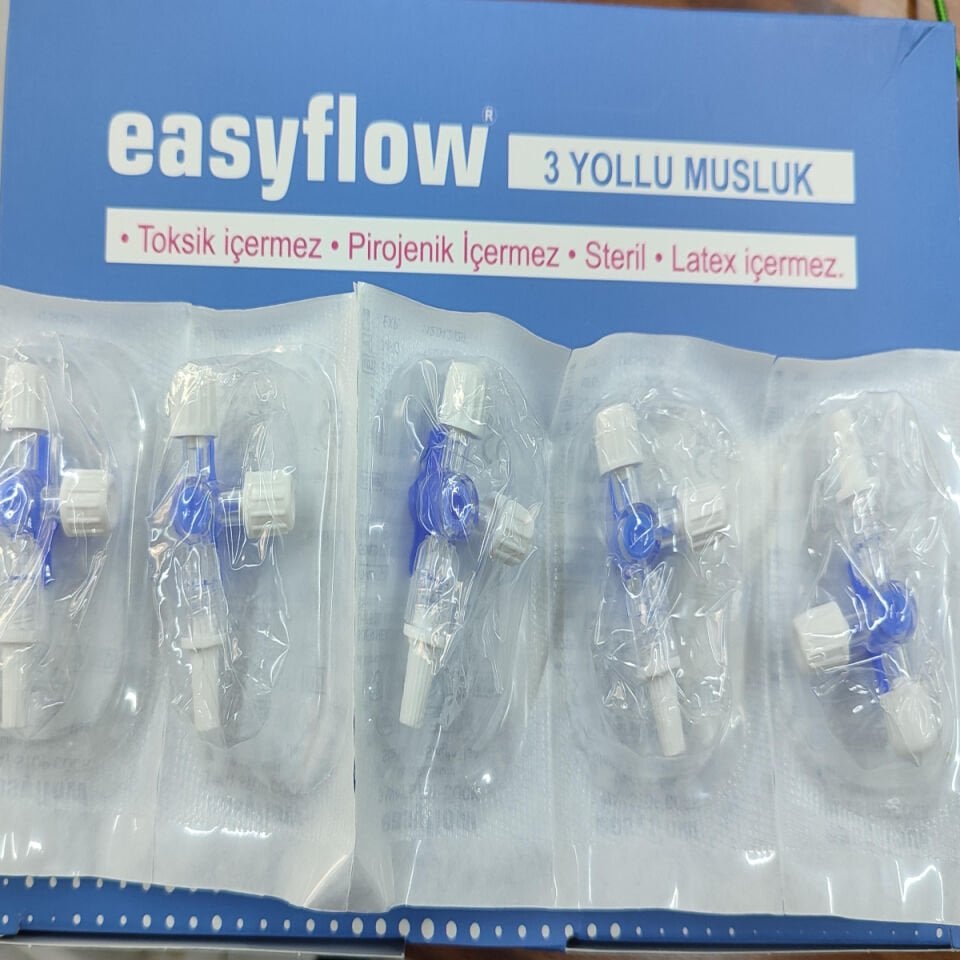Üçyollu Musluk Mavi 3-Way Stopcock Steril Tek Kullanımlık EASYFLOW