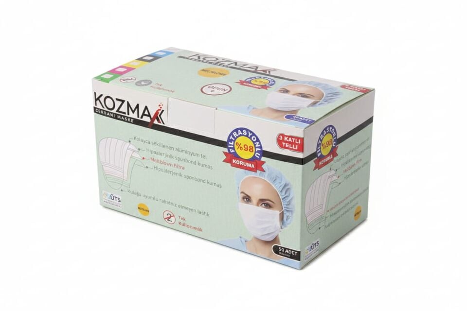KOZMAX 50’li Yüz Maskesi 3 Katlı