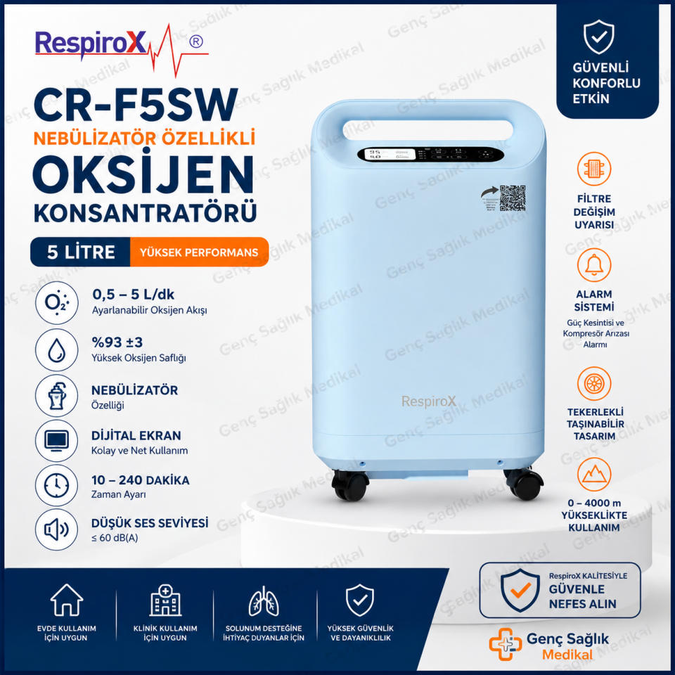 CR-F5SW Respirox Nebülizatör Özellikli Oksijen Konsantratörü