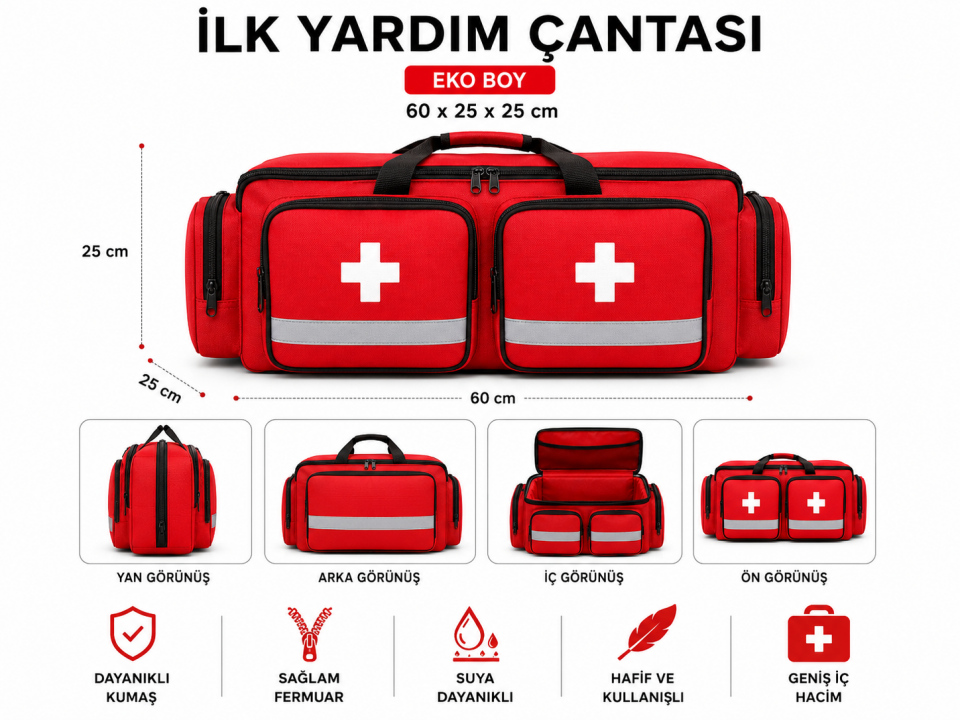 İlk Yardım Çantası Maxi Boy Acil Müdahale Çantası Geniş Hacimli