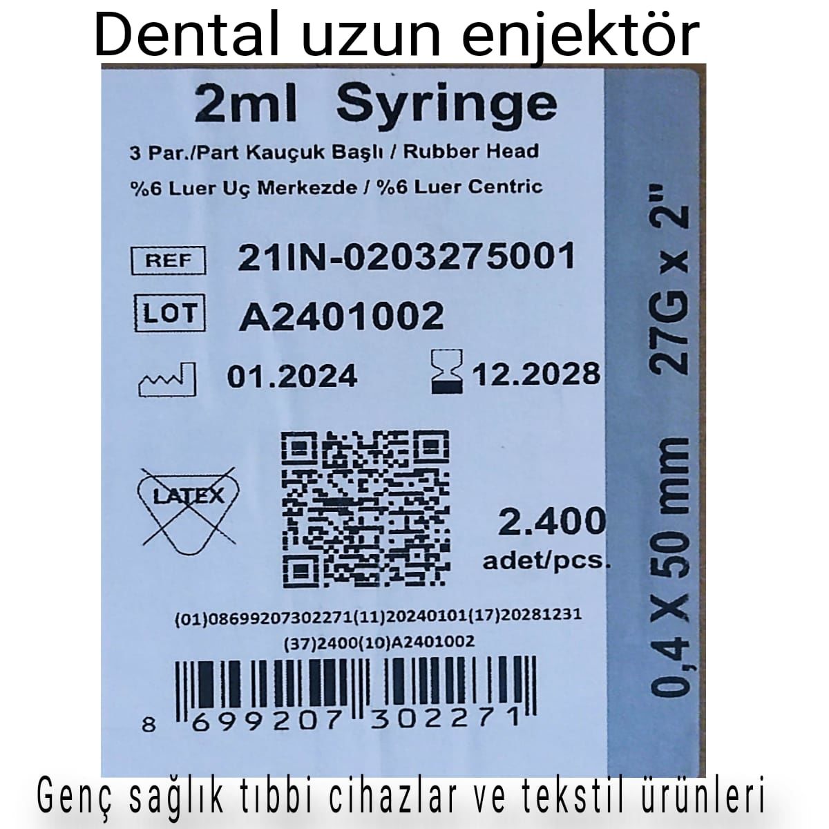 Dental Uzun Enjektör .2 cc (21G x 50mm)