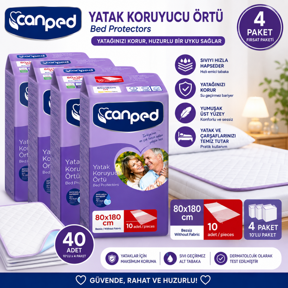 Canped Yatak Koruyucu Örtü 80x180 cm 10'lu