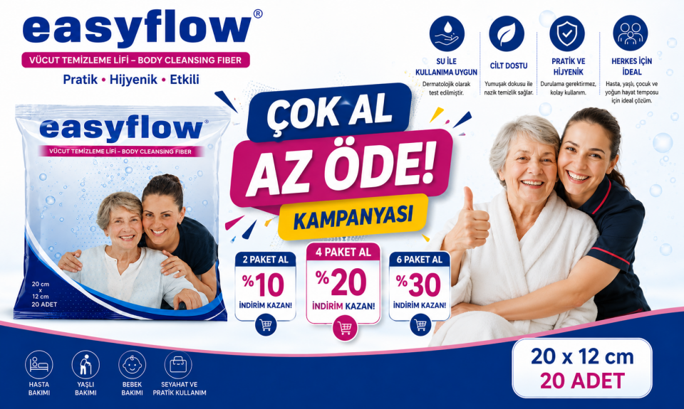 Vücut Temizleme Lifi 20x12 cm 20'li Easyflow