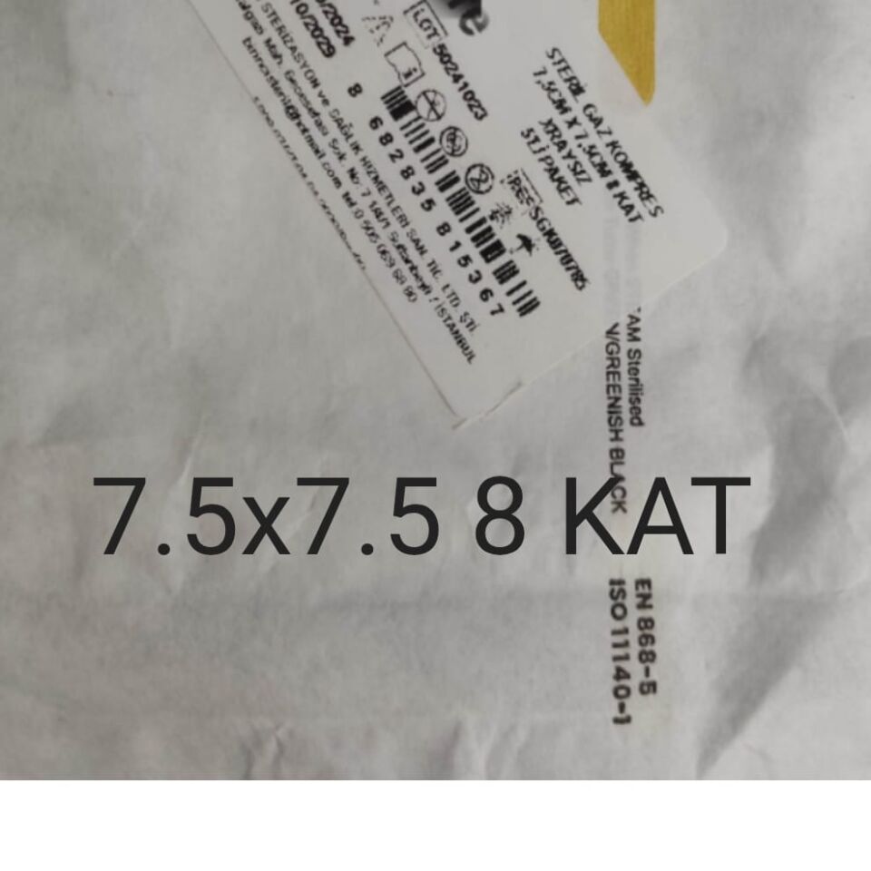 Steril Spanç 7,5x7,5 cm 8 Kat 5’li Paket – Gaz Kompres Pansuman Bezi