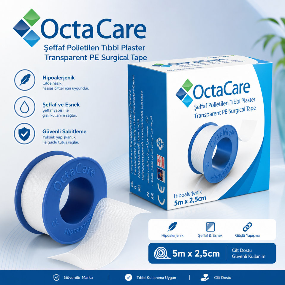OctaCare Şeffaf Polietilen Plaster 5m x 2,5cm