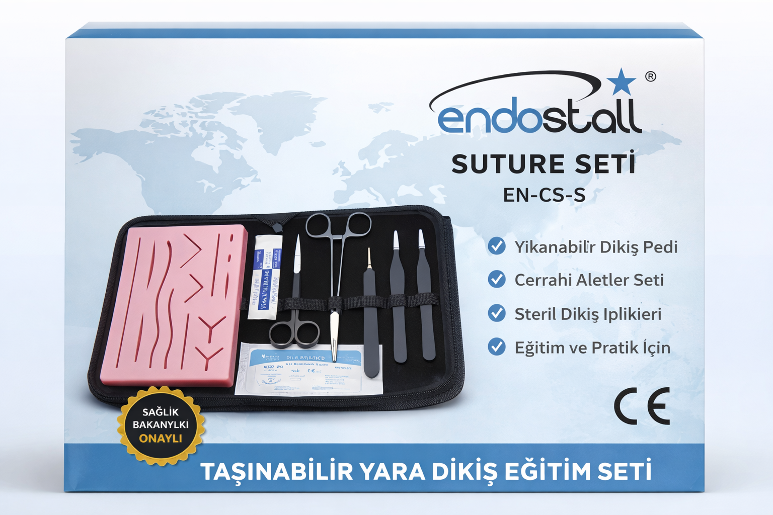 Endostall Sütür Eğitim Seti Silikon Pedli – Cerrahi Dikiş Atma Pratik Kiti