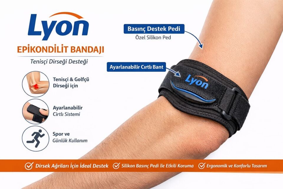 Epikondilit Bandajı – Tenisçi Dirseği Destek Bandı | Ayarlanabilir Dirsek Ortezi