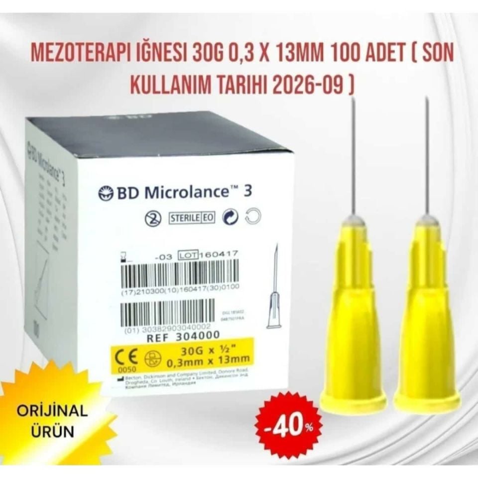 BD Microlance Sarı Mezoterapi İğne Ucu 30G 13mm (10’lu Paket)