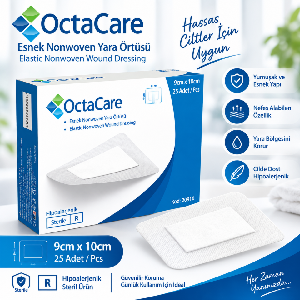 Octacare Esnek Nonwoven Yara Örtüsü 9cmx10 cm 25'li