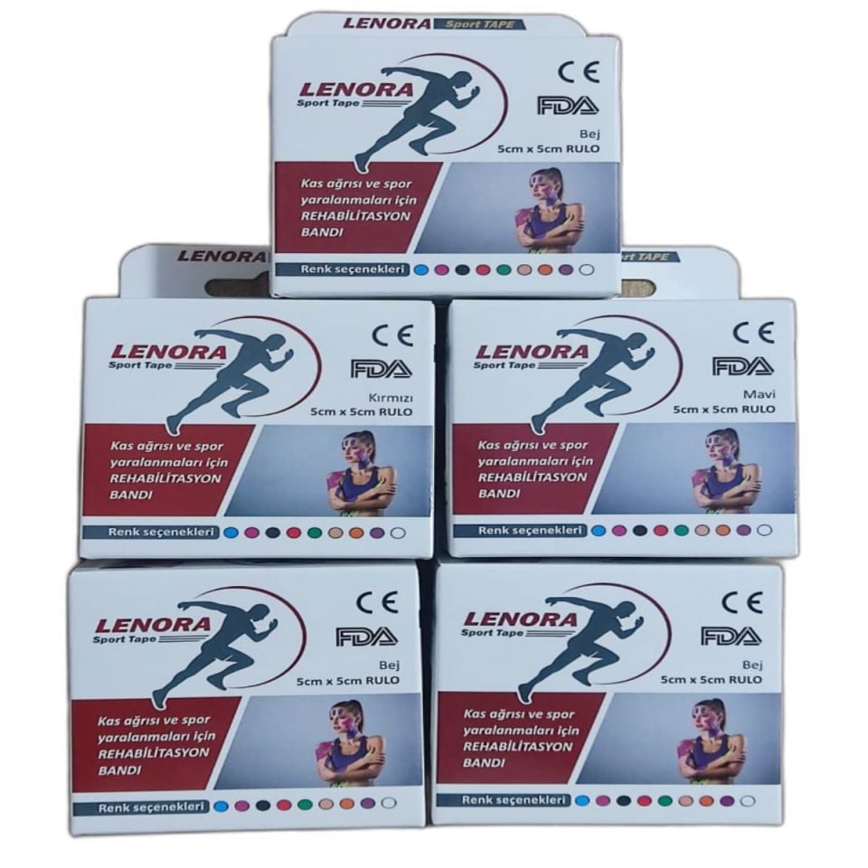 LENORA Kinesiology Ağrı Bandı Kırmızı 5 Metre X 5 Cm 5 Adet