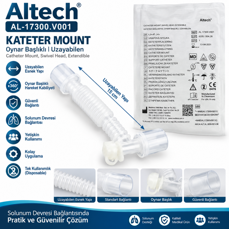 Altech Kateter Mount | Uzayabilen Oynar Başlıklı Kateter Bağlantısı