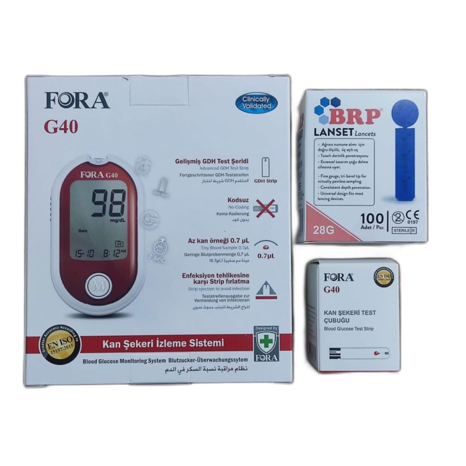 FORA Comfort G40-Kan Şeker Ölçüm Cihazı + Strip 50-Adet + 1 Kutu Lanset