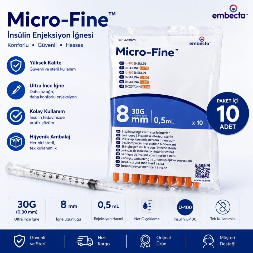 05 ml Micro Fine 30G Enjektör (10-ADET)