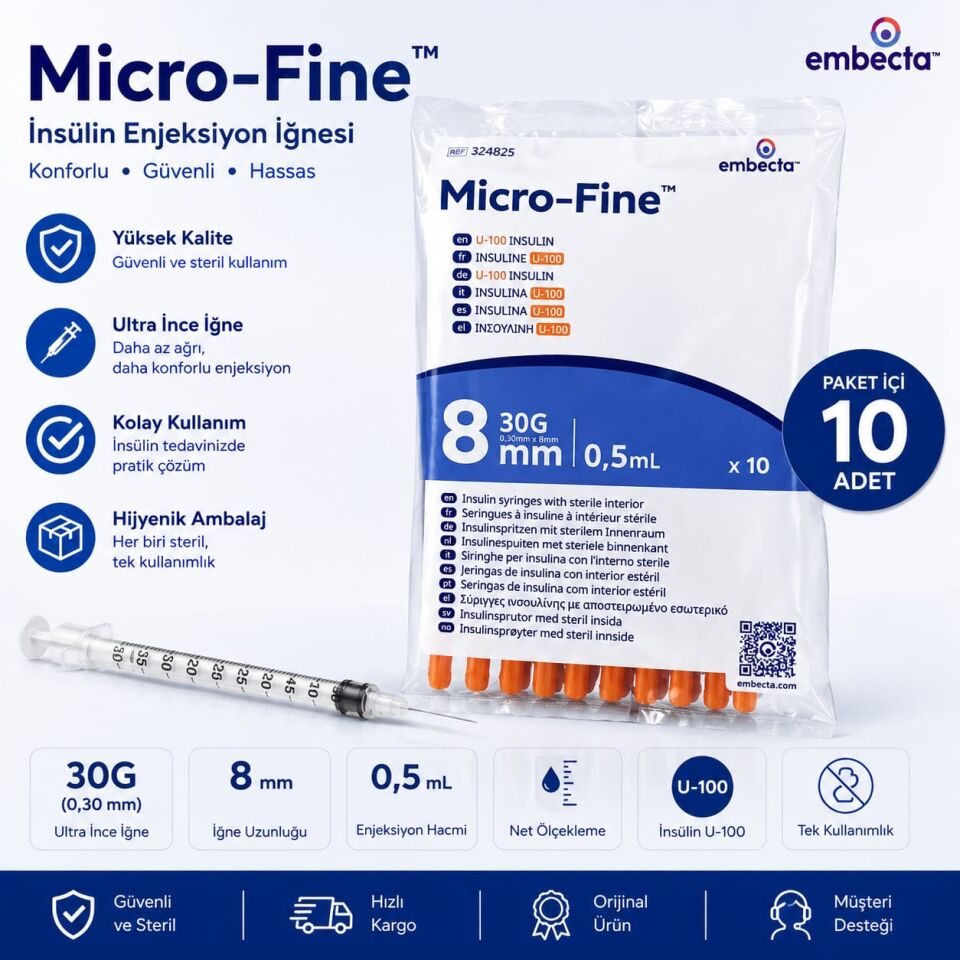 05 ml Micro Fine 30G Enjektör (10-ADET)