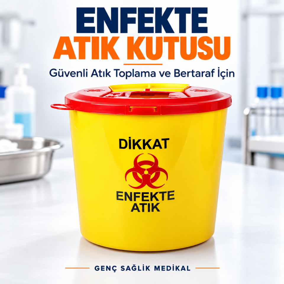 10 Litre Enfekte Atık Kutusu | Kırmızı Kapaklı Atık Kutusu