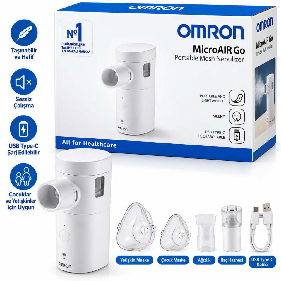 Omron MicroAIR Go Taşınabilir Mesh Nebülizatör