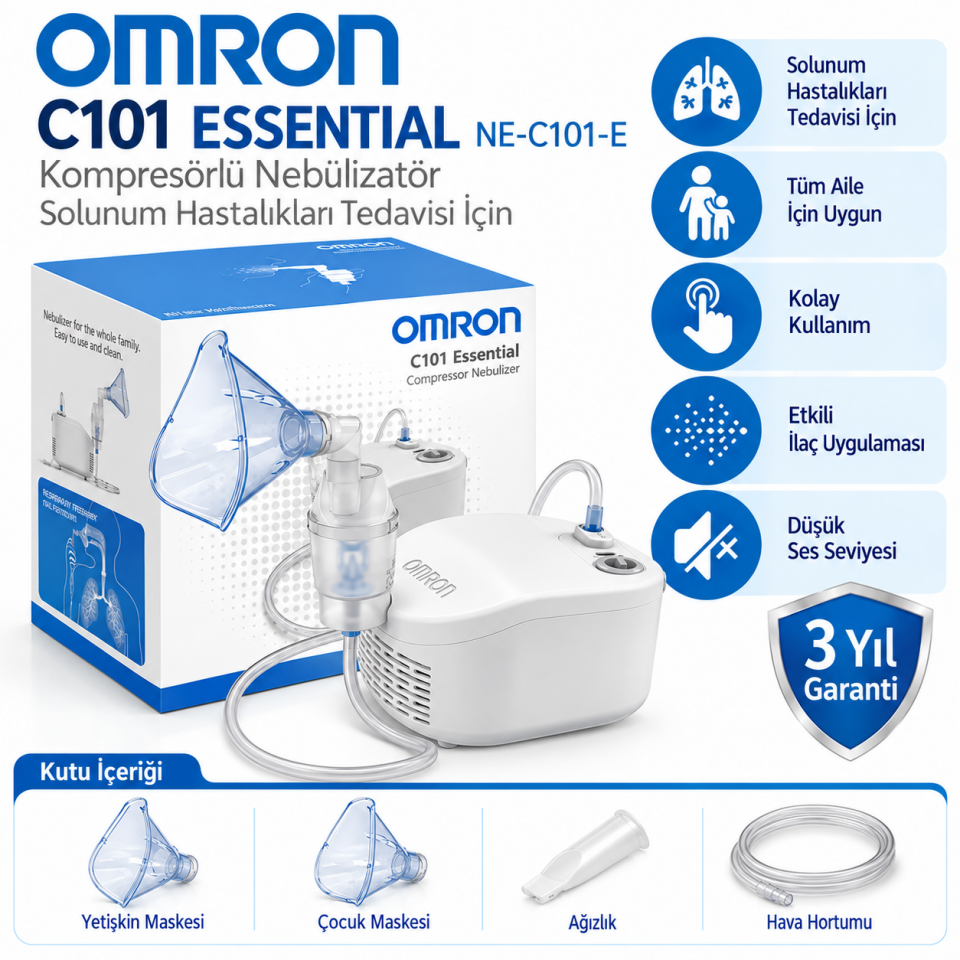 Omron C101 Essential NE-C101-E Kompresörlü Nebülizatör