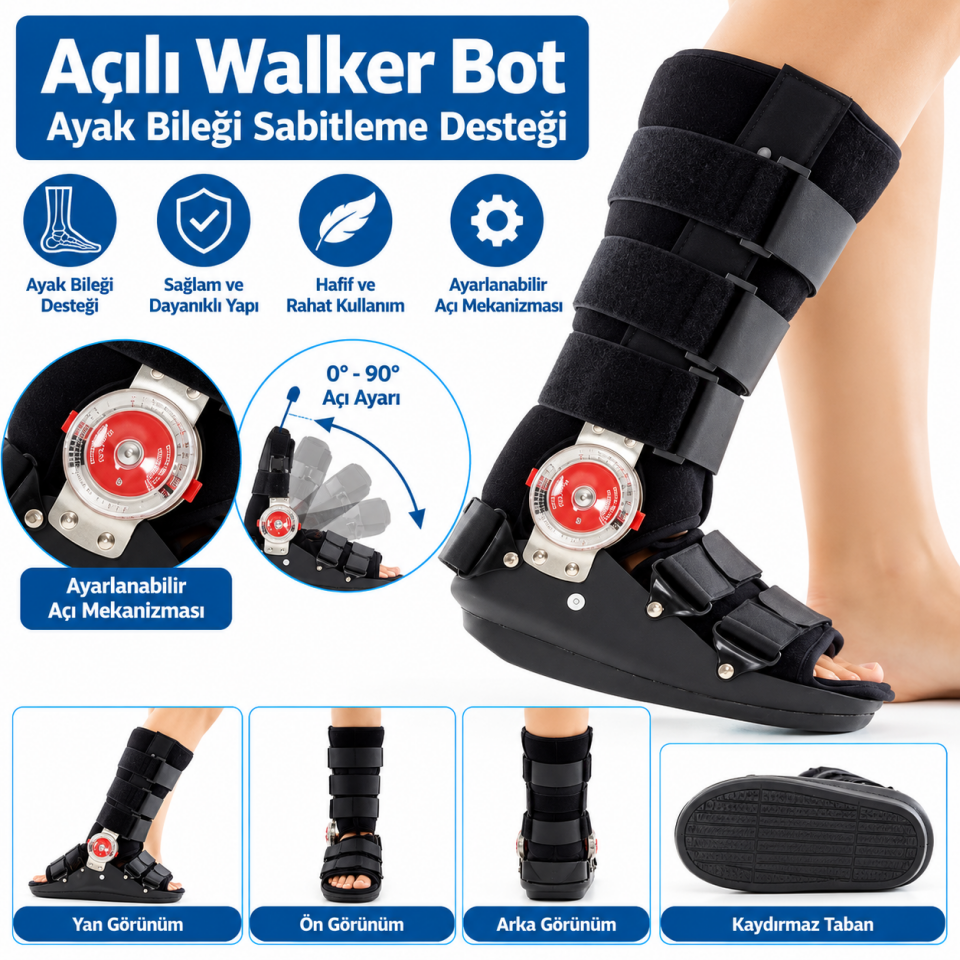 Açı Ayarlı Walker Bot Ayak Bileği Sabitleme Ortez Desteği