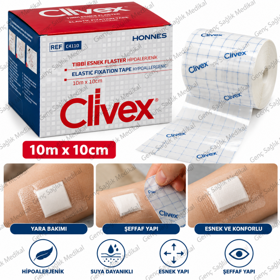 Clivex 10x10 cm PU Şeffaf Rulo Yara Örtüsü