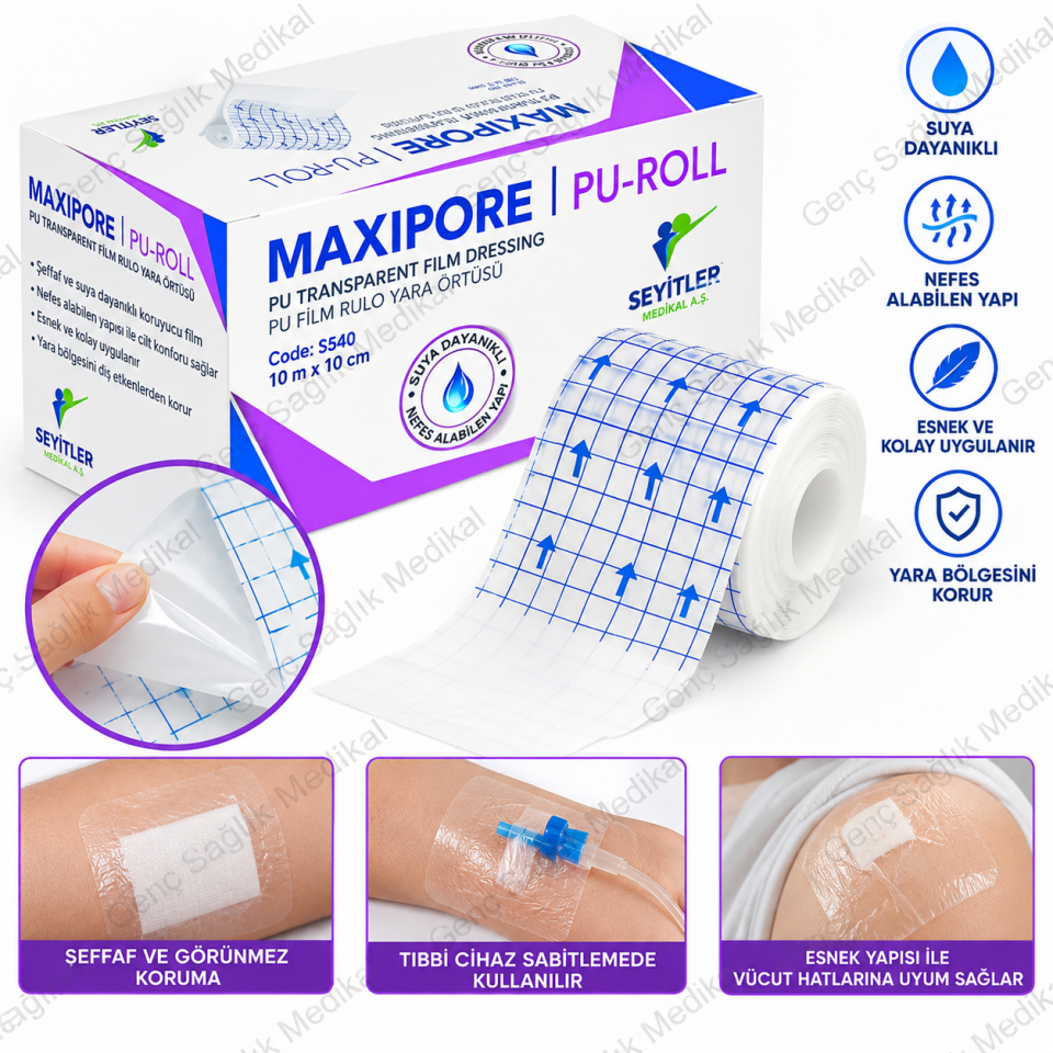 Maxipore 10 cm x 10 m Su Geçirmez Şeffaf Film Yara Örtüsü