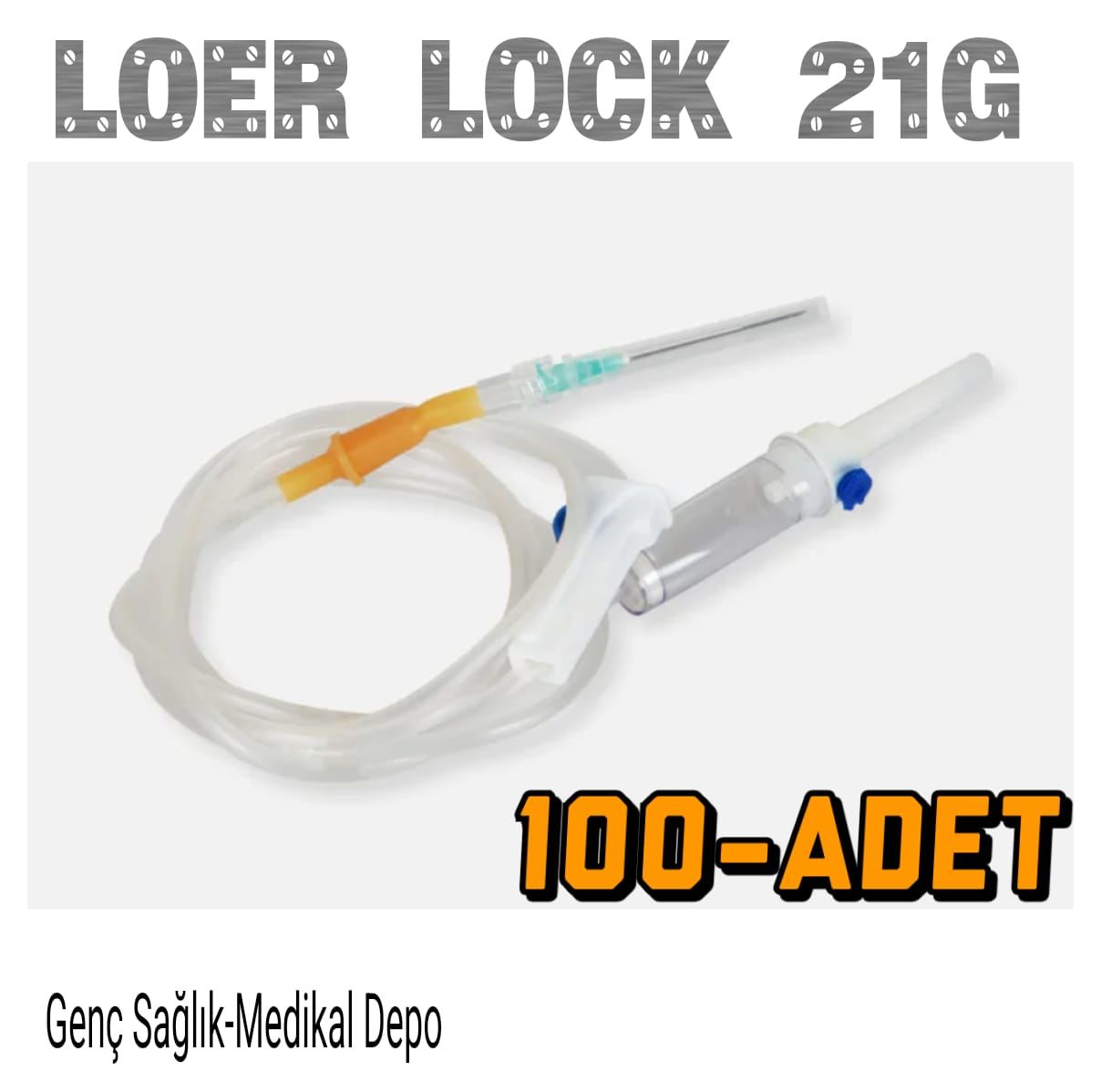 Steril,Infüzyon Serum Seti 21G Iğne loer lock(mdg-100'lü-Paket)