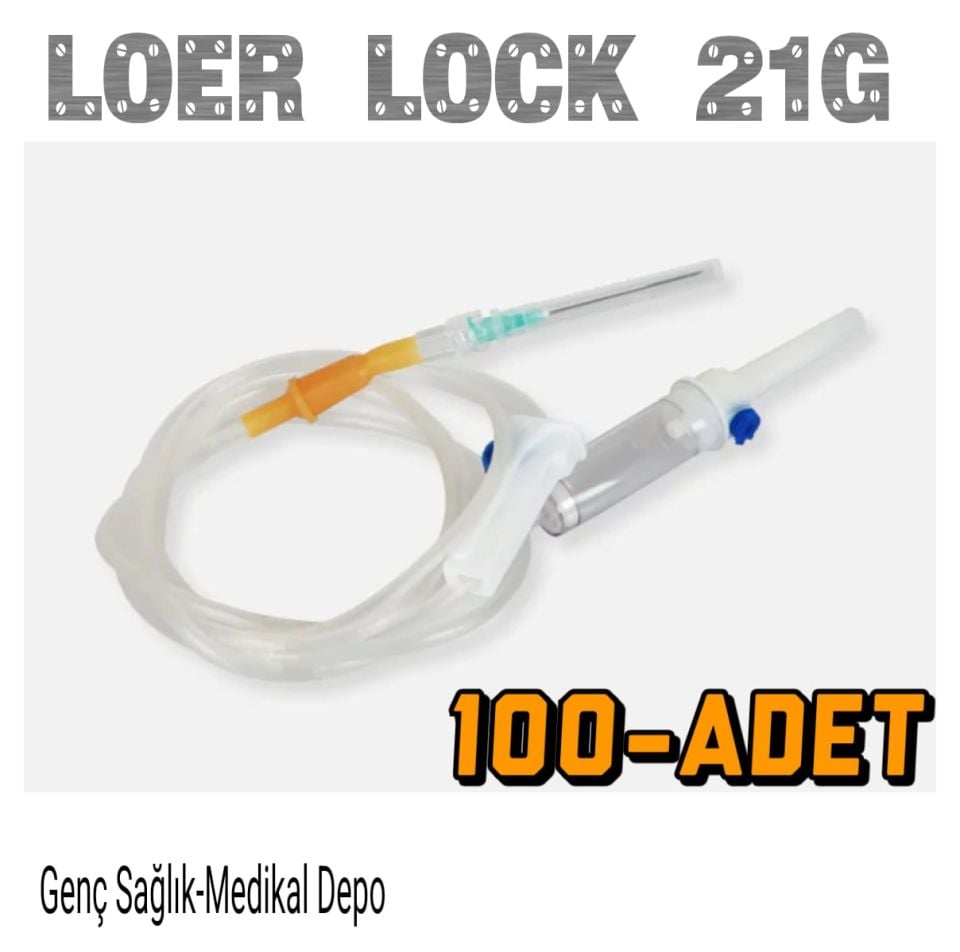 Steril,Infüzyon Serum Seti 21G Iğne loer lock(mdg-100'lü-Paket)