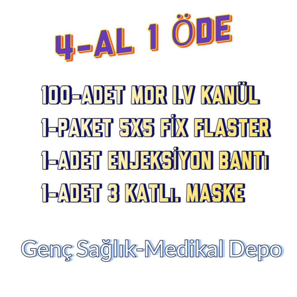 Iv Mor Kanül.Fix flaster.Enjeksiyon Bantı.Maske