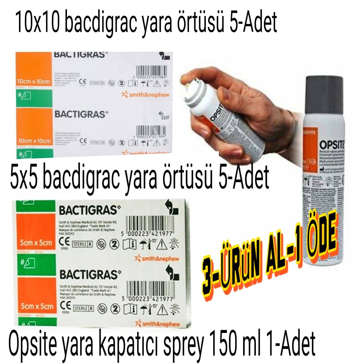 Opsite sprey.Bacdiğras Yara Örtüsü (5x5/10x10 cm)