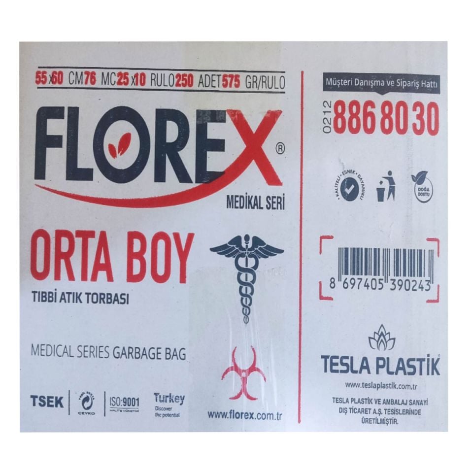 Tıbbi Atık Poşeti Küçük Boy 55x60 Cm