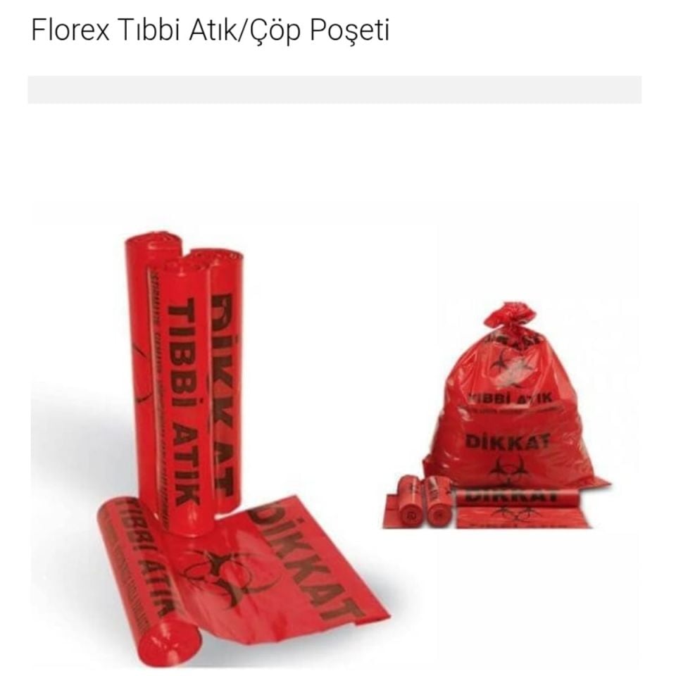 Tıbbi Atık Poşeti Küçük Boy (55x60 Cm) Florex