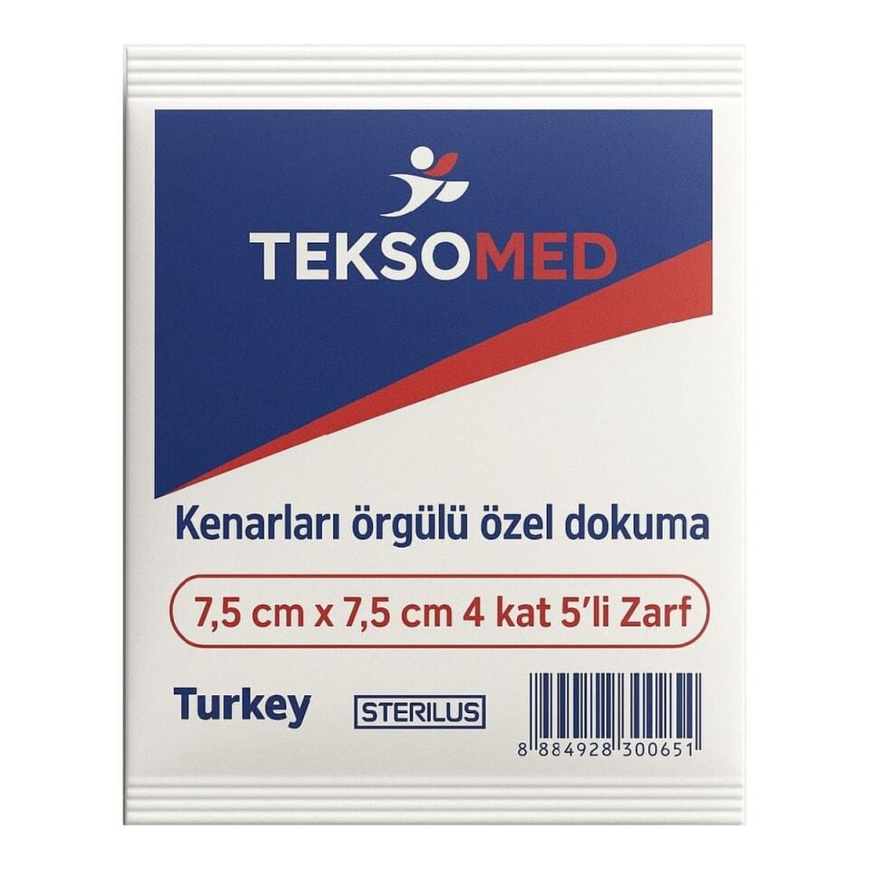 Steril Gaz Kompres 7,5x7,5 4 Kat Kutulu Teksomed